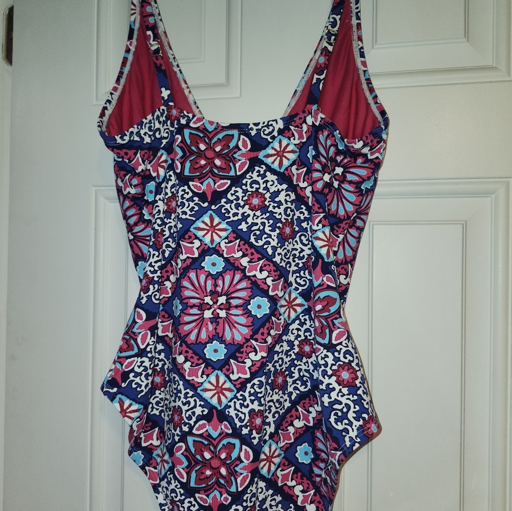 Tommy Bahama Blue and Red One Piece Swimsuit - Picture 4 of 4